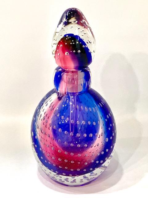 DALE TIFFANY Controlled Bubble Art Glass Perfume Bottle: Absolutely Breathtaking / Large and Very Heavy / Stunning Colors / Like New / Comes in Original Box / Multiple Photos Posted