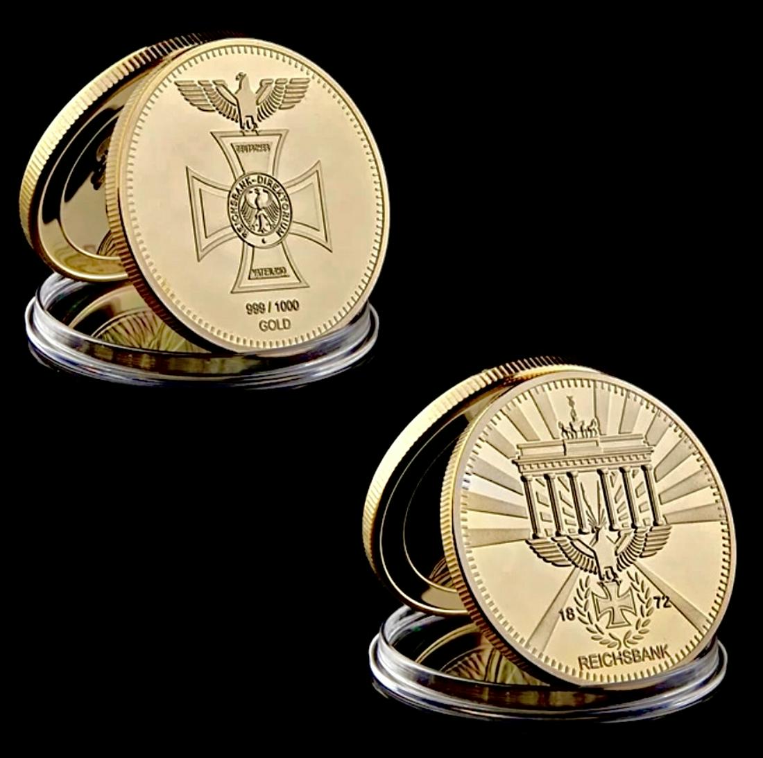 1872 German Reichsbank Direktorium 1oz Gold Clad Coin: Encapsulated â€“ This is a Novelty Gold Plated Bar containing No Precious Metals â€“ This should not be purchased as an investment â€“ It is simply a collectible novelty item