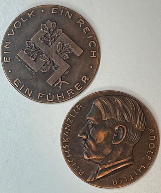 WW2 German Exonumia Coppr Reichskanzler Medallion Token (1 of 1)