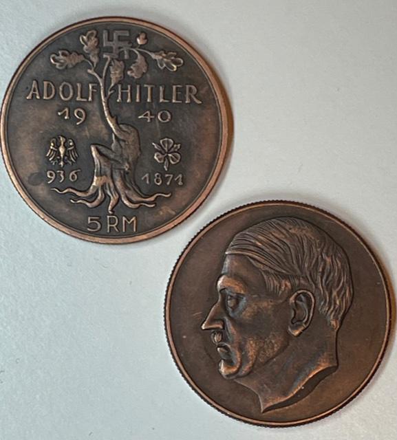 WW2 German 1940 Exonumia Heavy Copper Medallion Token (1 of 1)