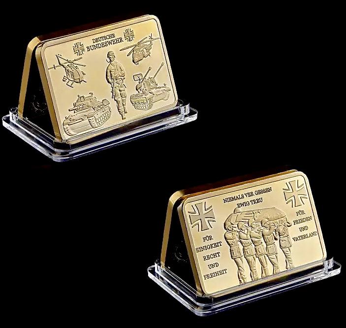 German Bundeswehr Commemorative 1oz Gold Clad Bar: Encapsulated â€“ This is a Novelty Gold Plated Bar containing No Precious Metals â€“ This should not be purchased as an investment â€“ It is simply a collectible novelty item