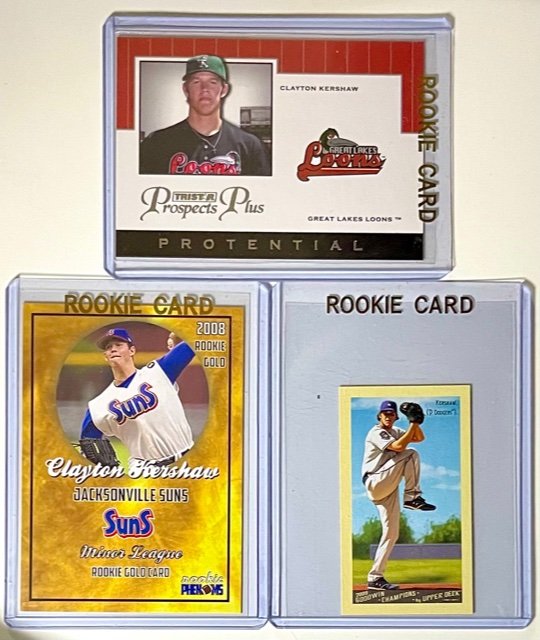 Rare Lot of 3 CLAYTON KERSHAW Rookie Baseball Cards (1 of 2)