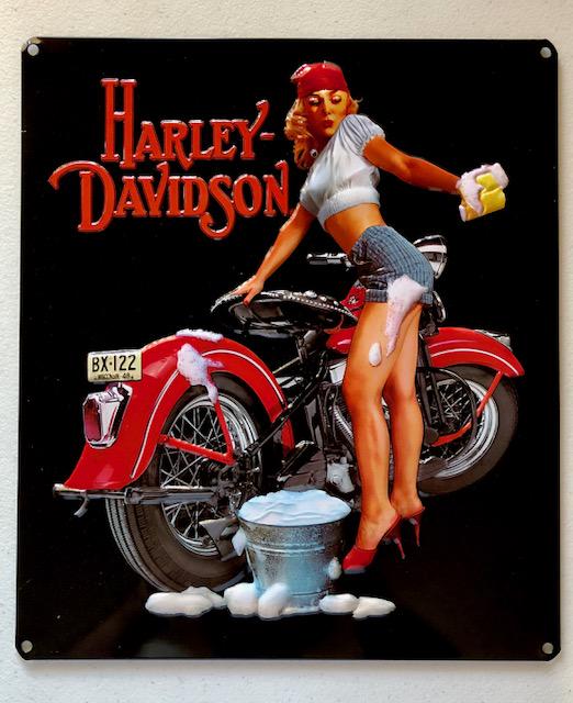 Official HARLEY DAVIDSON Embossed Tin Advertising Sign: Approximately 17 x 14 - Designed by ANDE ROONEY - Officially Licensed by HARLEY-DAVIDSON