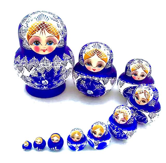 10pc Hand Painted Russian Matryoshka Nesting Dolls (1 of 3)