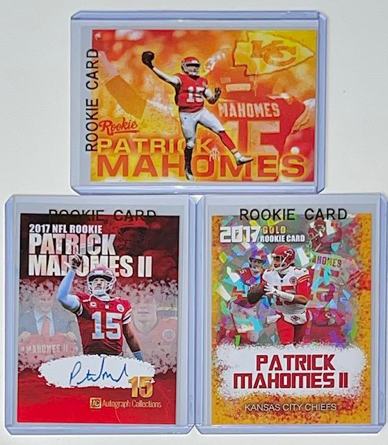 Lot of 3 PATRICK MAHOMES Custom Rookie Football Cards/C: Group C / Beautiful Condition / Multiple Photos Posted