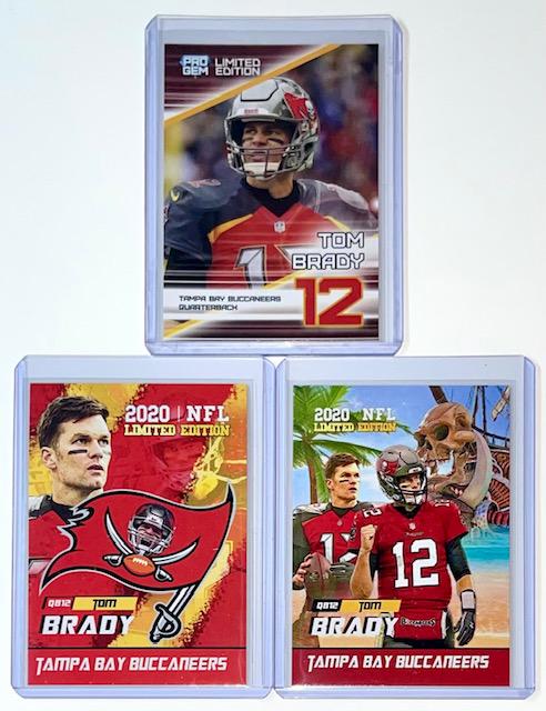 3 TOM BRADY & GRONKOWSKI Buccaneer Debut Football Cards: Lot of 3 Limited Edition Tom Brady and Rob Gronkowski Tampa Bay Buccaneer Debut Cards â€“ Multiple Photos Posted