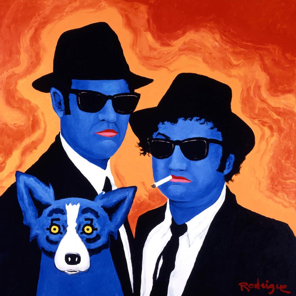 RODRIGUE Blue Dog Art Print on Canvas 20 x 20 (1 of 1)