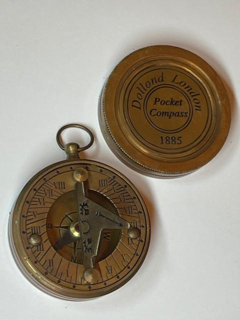 Dollond London Screw Top Pocket Sundial & Compass: Awesome Looking Piece / Must See all Photos To Appreciate / This is Not an Antique / This is a Working Collectible Decorative Shelf Piece