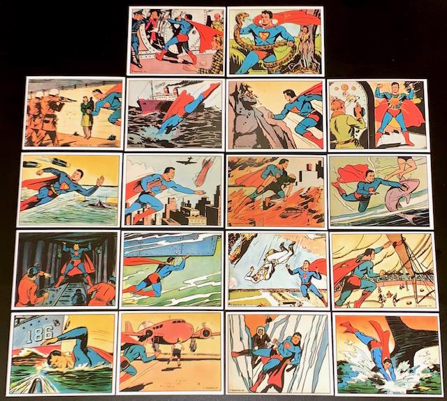 1940 Superman Gum RP Trading Cards / Lot of 18 / D: Group D / Lot of 18 in Beautiful Condition / These Cards are Limited Edition REPRINTS from 1984