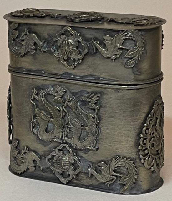 Old Chinese Handmade Tibetan Silver Tobacco Snuff Box (1 of 5)