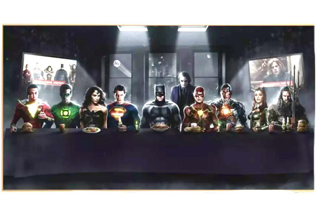 Rare JUSTICE LEAGUE Lst Supper Canvas Art Print 16 x 28 (1 of 1)