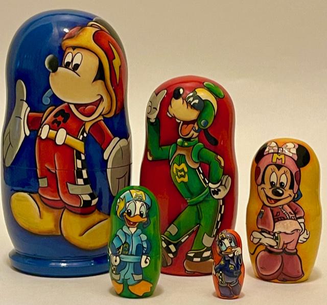 Disney Mickey Mouse and Friends Russian Nesting Dolls: Stunning Condition