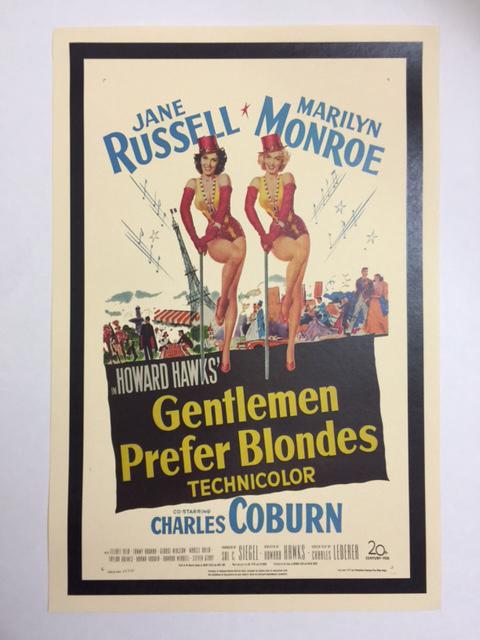 MARILYN MONROE Gentlemen Prefer Blondes Movie Poster: Classic Movie / 12 x 18 / Not Period Original / Sold as a Decorative Poster