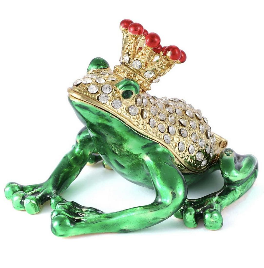 Russian Enameled & Studded FROG Prince Trinket Box (1 of 3)