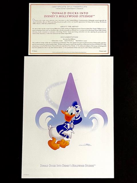 Walt Disney DONALD DUCK Lithograph by Don Williams COA (1 of 1)