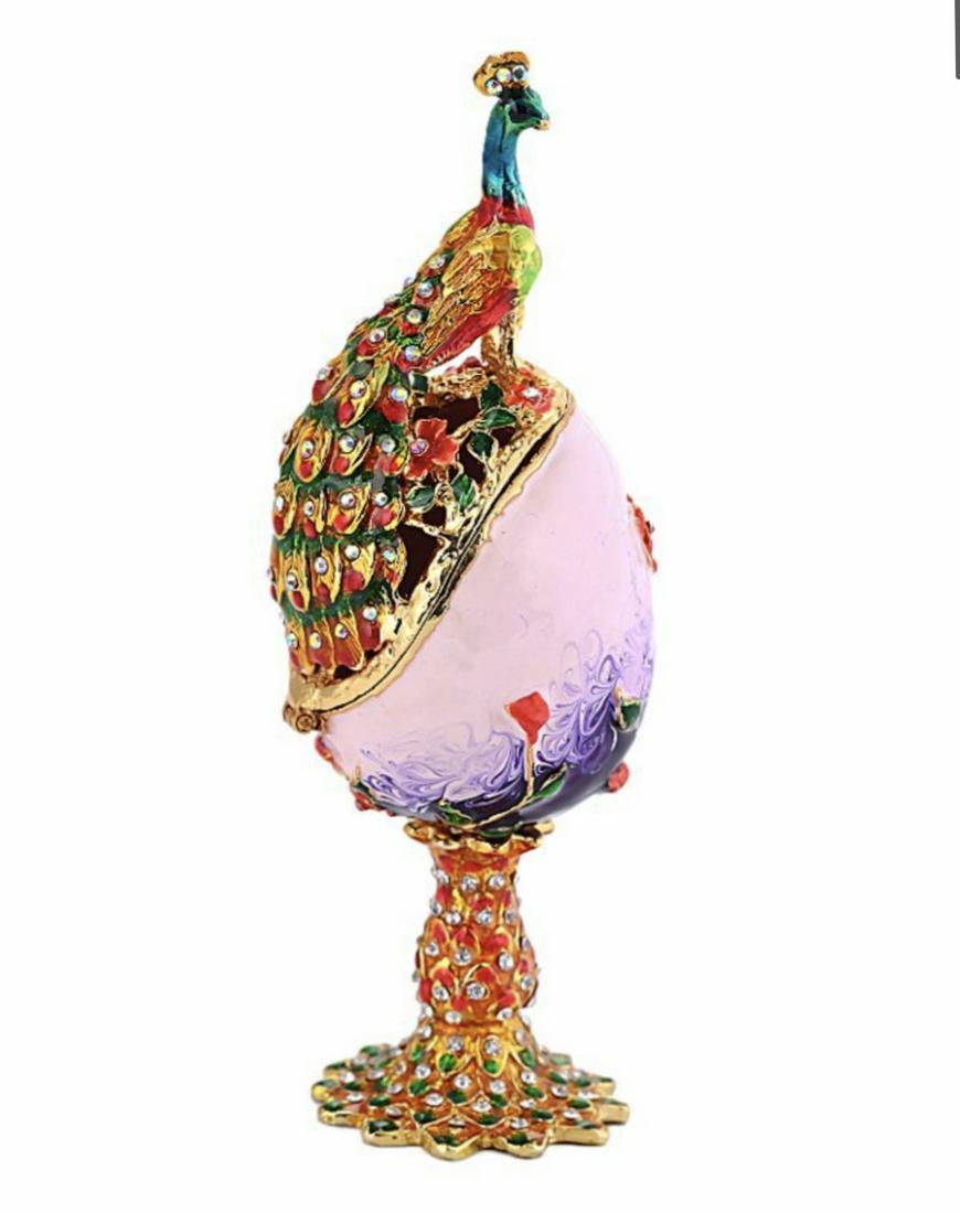 FABERGE Inspired Russian Enameled & Studded Peacock Egg (1 of 4)