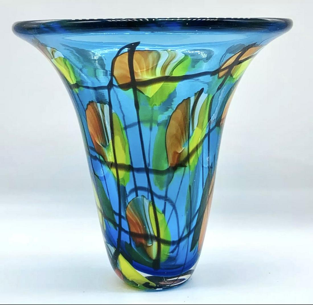 Beautiful MURANO Large Mouth Blown Art Glass Vase (1 of 3)