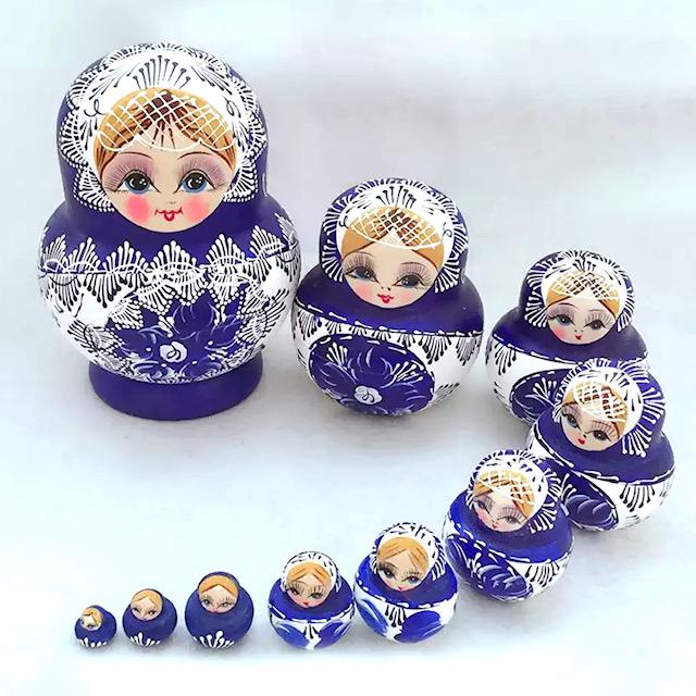 10pc Hand Painted Russian Matryoshka Nesting Dolls (1 of 4)