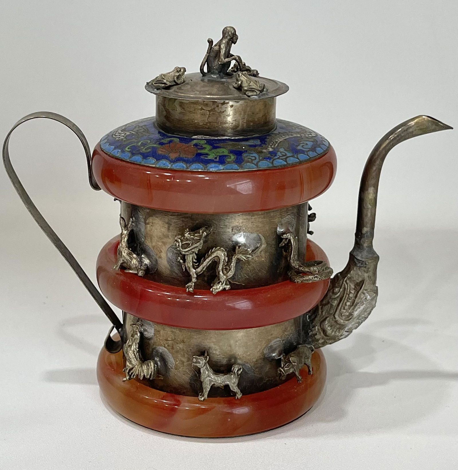 Early Chinese Zodiac Folk Art Cloisonne Dragon Teapot (1 of 3)