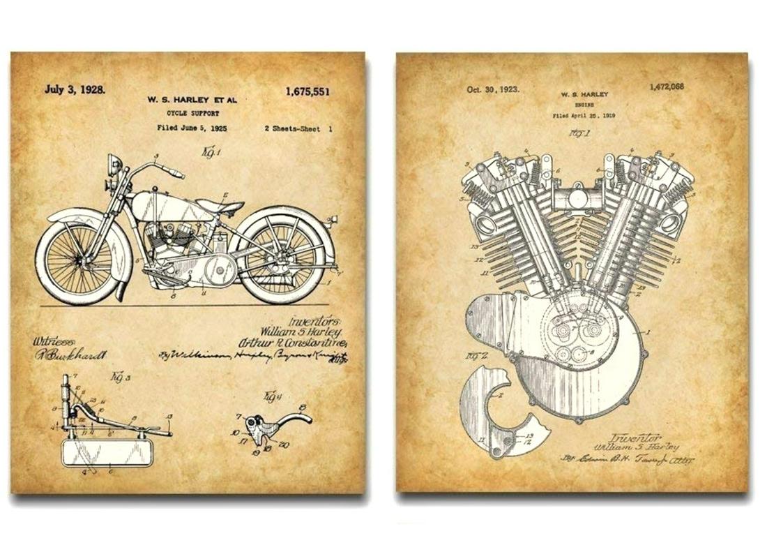 2 Original HARLEY DAVIDSON Patent Wall Art Prints (1 of 3)