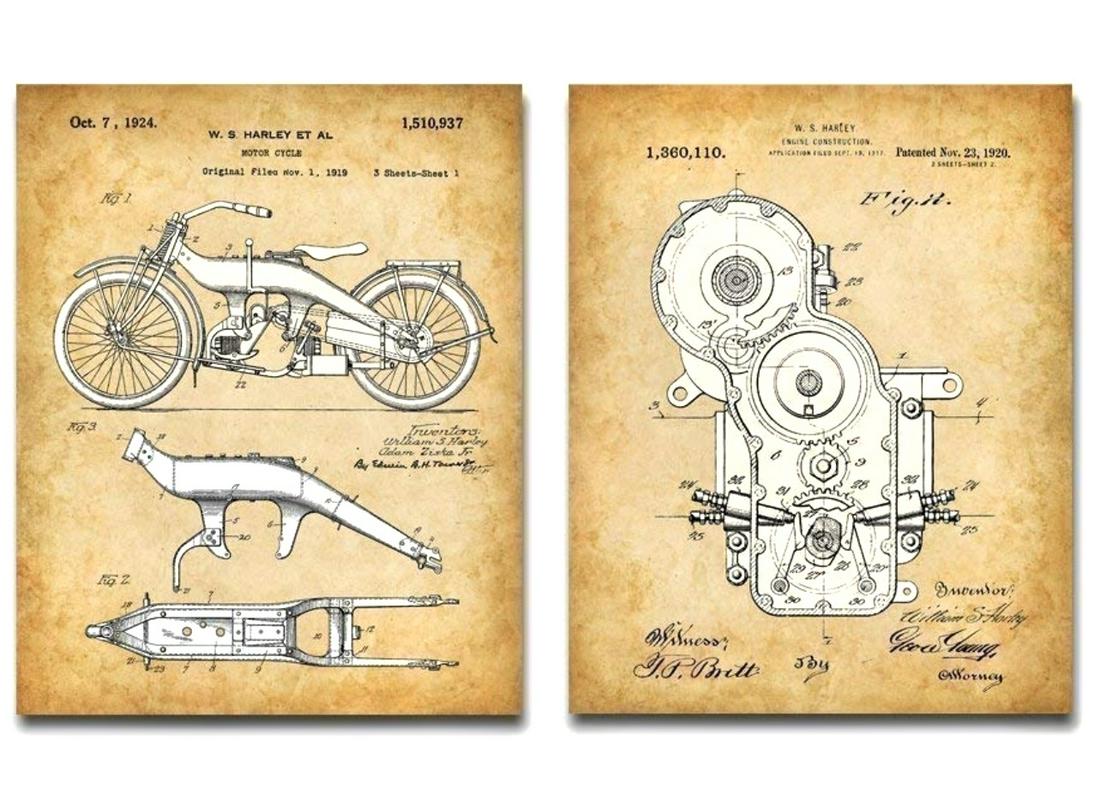 2 Original HARLEY DAVIDSON Patent Wall Art Prints (1 of 3)
