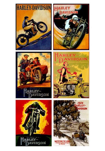 Lot of 6 History of Harley Davidson 8 x 10 Mini Card Stock Posters /A (1 of 1)