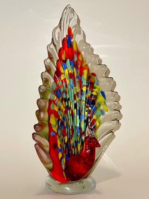 Large Stunning Multi-Colored MURANO Art Glass Peacock (1 of 6)
