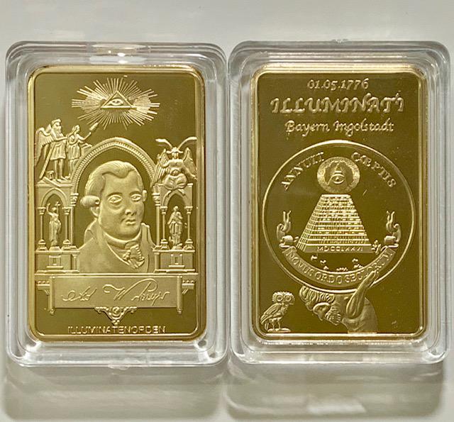 1oz Masonic-Freemason Seeing Eye .999 Gold Clad Bar: Encapsulated â€“ This is a Novelty Gold Plated Bar containing No Precious Metals â€“ This should not be purchased as an investment â€“ It is simply a collectible novelty item