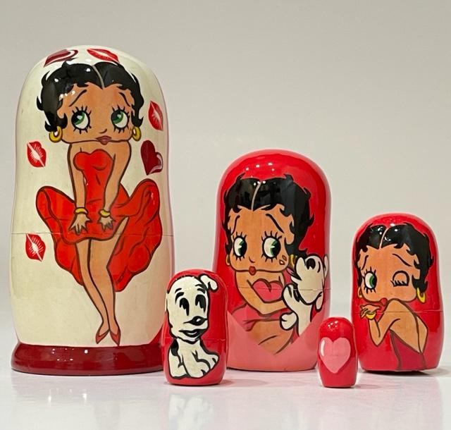 Rare BETTY BOOP Russian Matryoshka Nesting Dolls: Multiple Photos Posted