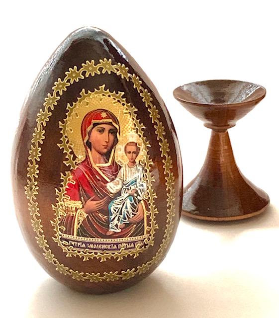 Russian Mary & Jesus Hand Painted Religious Icon Egg (1 of 2)