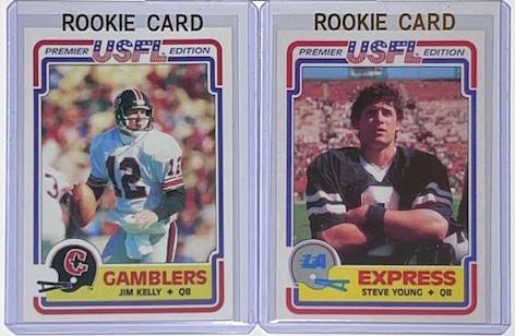 1984 USFL Jim Kelly & Steve Young RP Rookie Football Cards (1 of 2)