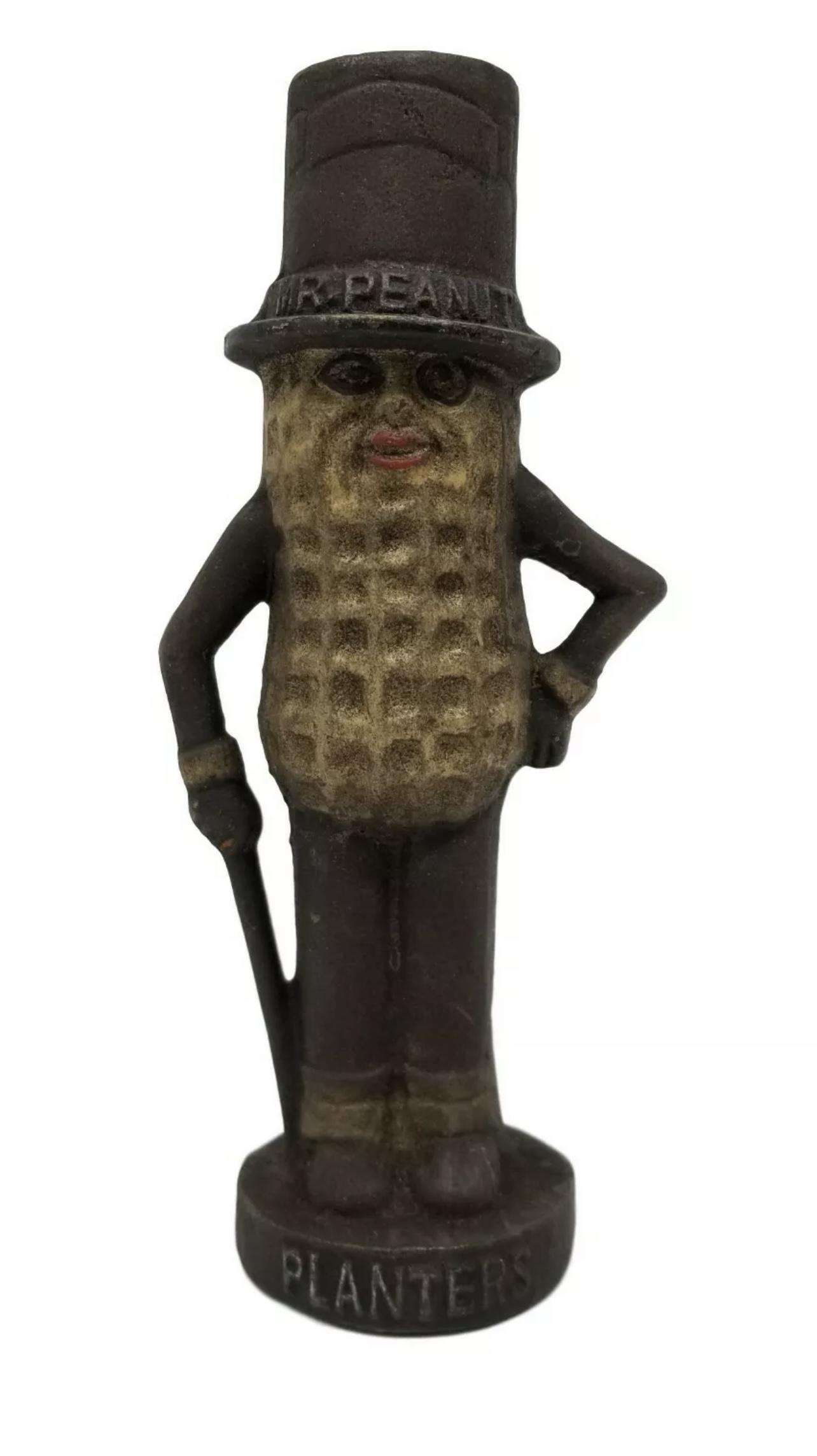 Vintage Planters MR. PEANUT Cast Iron Coin Bank: Approximately 8in Tall and Weighs Nearly 2 Pounds - Great Cross Collectible