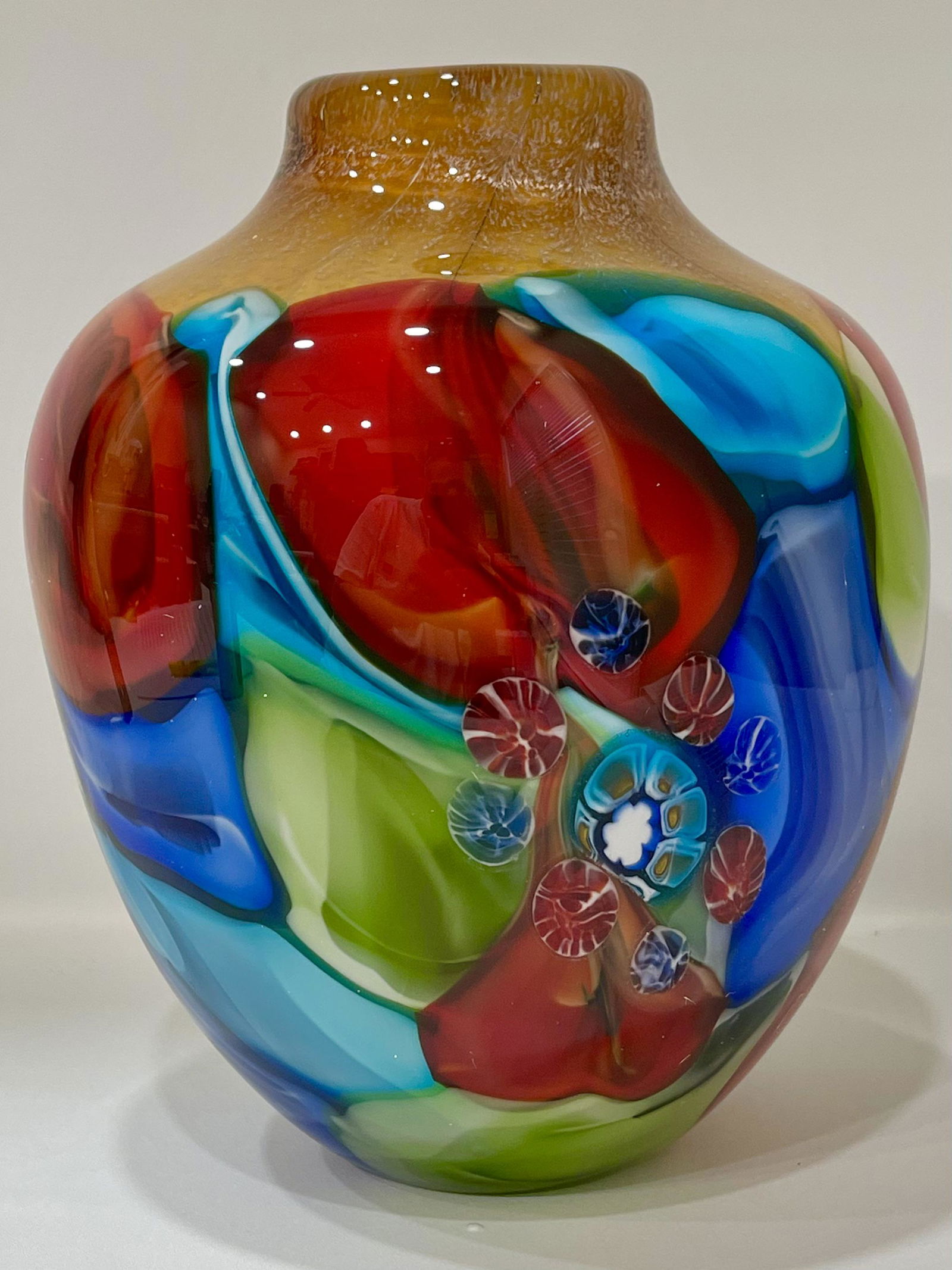 MURANO Fantasia Millefiori Inspired Art Glass Vase (1 of 4)