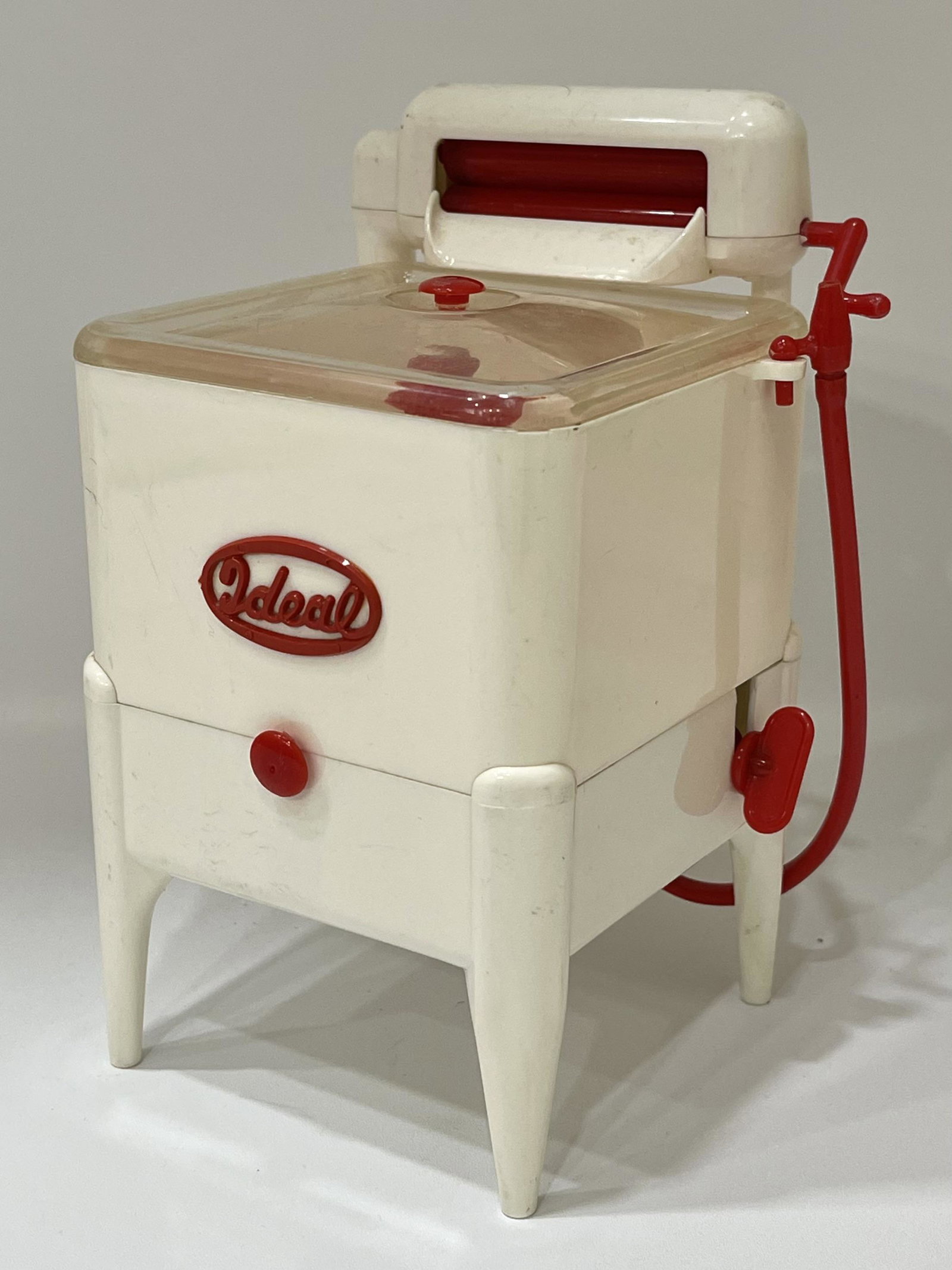 Rare 1950â€™s IDEAL Toys Wind Up Washing Machine w/Hose: Wind Up Mechanism Works Perfect and it is Hard to Find with the Hose Attachment â€“ Great Condition â€“ Multiple Photos Posted