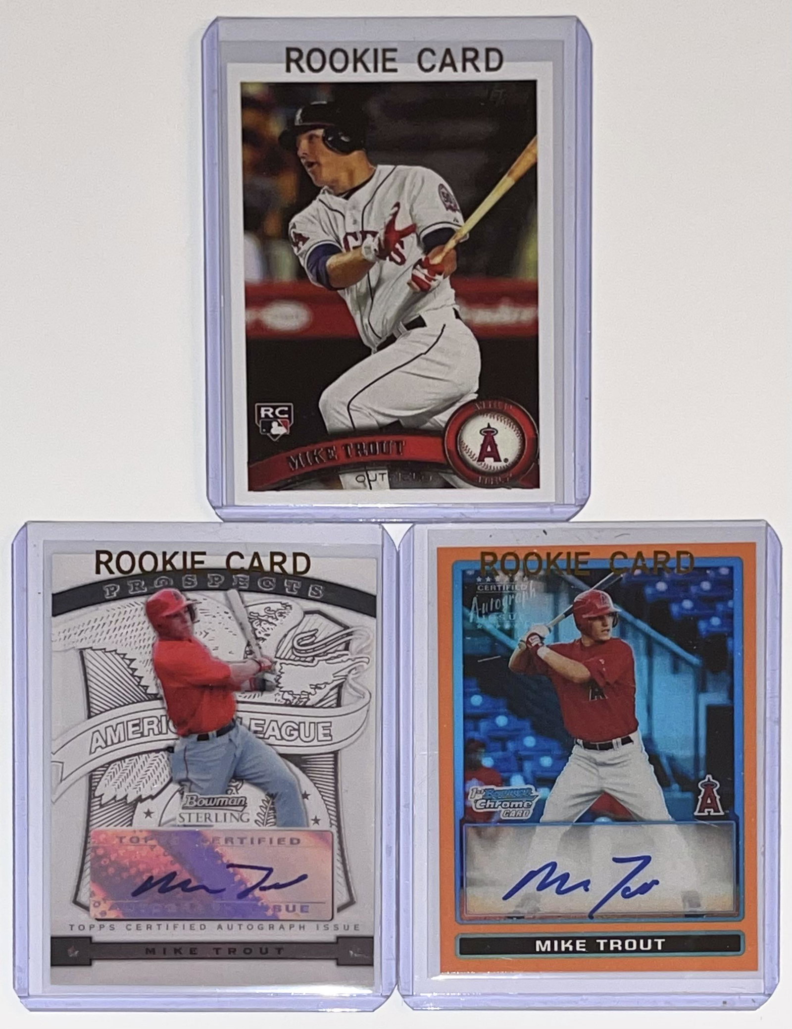 Lot of 3 Mike Trout RP Facs Autographed Baseball Cards (1 of 2)
