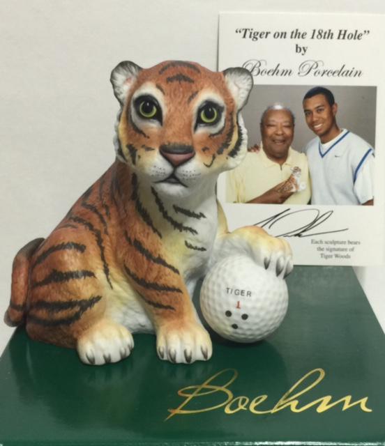 Rare Signed BOEHM Porcelain Tiger Cub in Original Box (1 of 2)