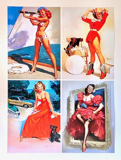 4 GIL ELVGREN Risque Pin Up Girl Art Lithograph Posters/C (1 of 1)
