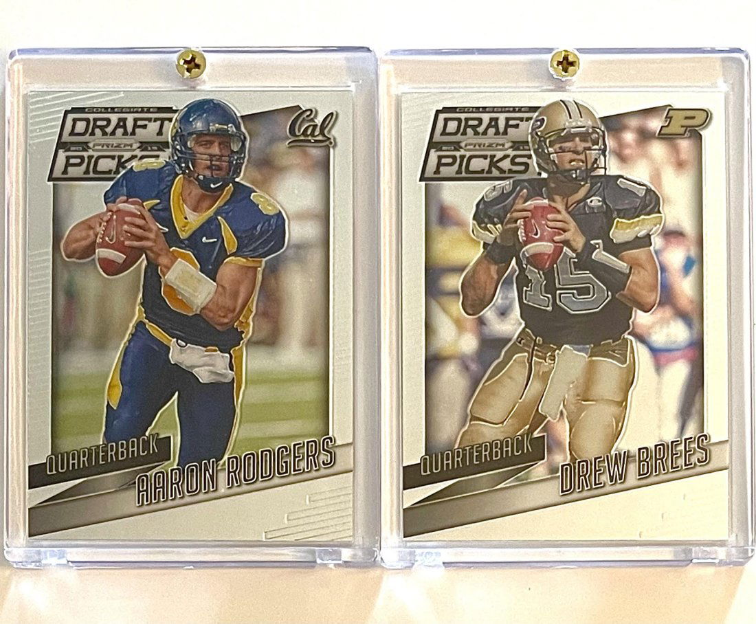 AARON RODGERS and DREW BRESS Draft Picks Football Cards (1 of 1)