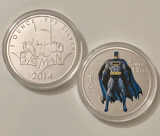 1oz .999 Silver Encased BATMAN Coin: Images Display Front and Back of Coin