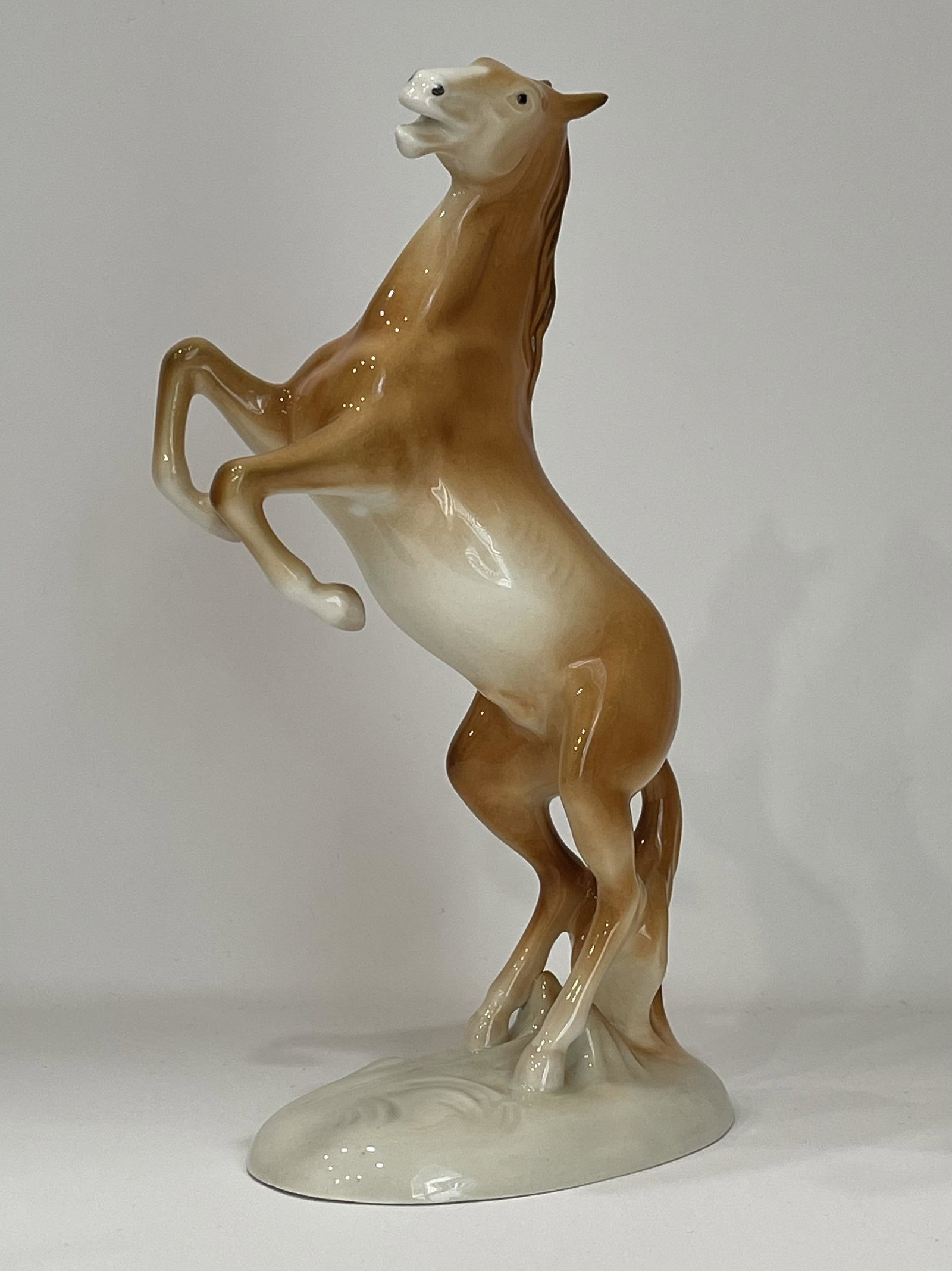 Vintage Signed ROYAL DUX Porcelain Bucking Stallion Horse Figurine: Beautiful Condition - Approximately 8 - 9 Inches Tall - Multiple Photos Posted