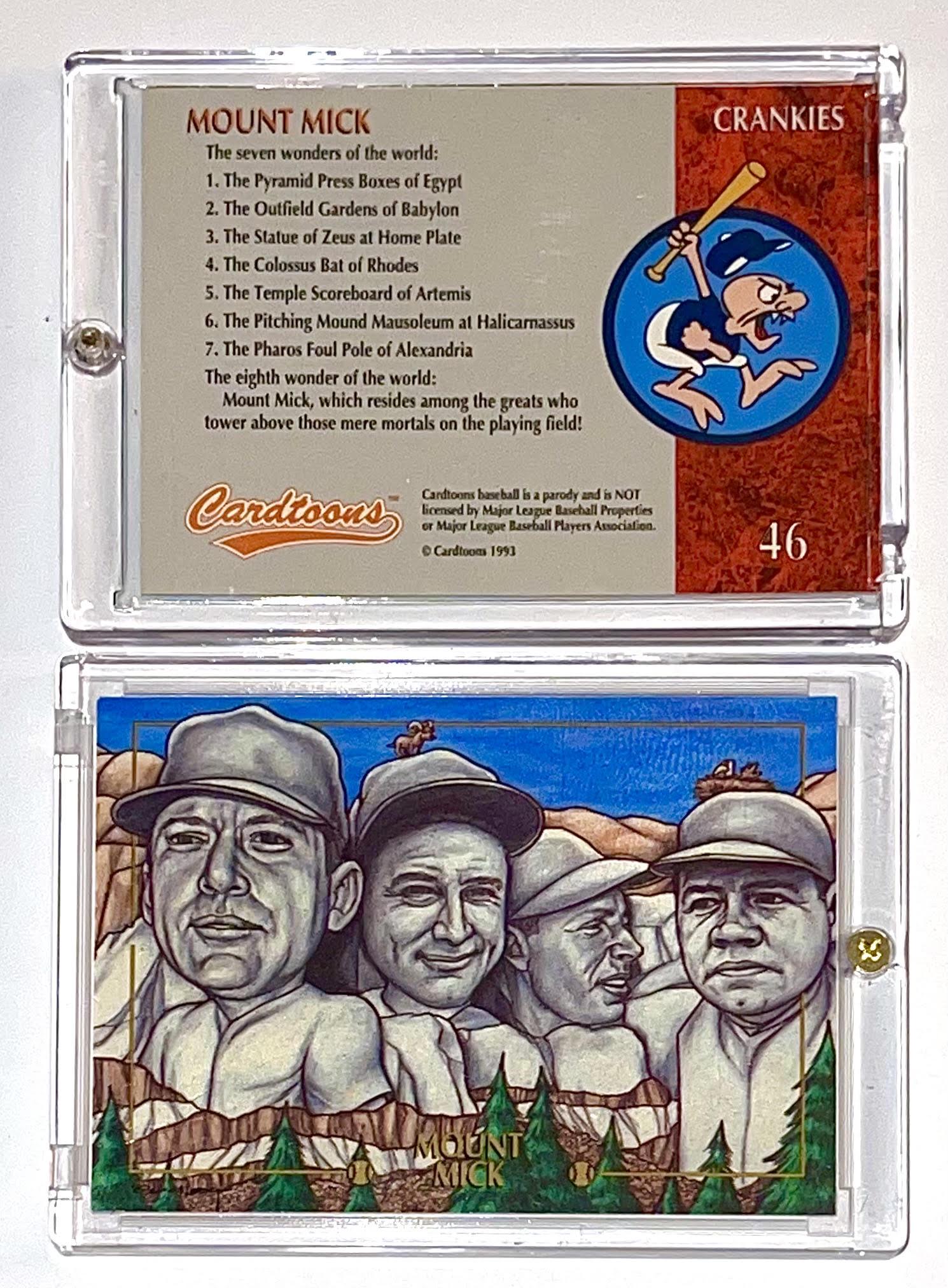 Rare Cardtoons Crankies MOUNT MICK Baseball Card: This Card Depicts Yankee Great Mount Rushmore Style â€“ It is a Very Cool Card and Hard to Find â€“ Multiple Photos Posted