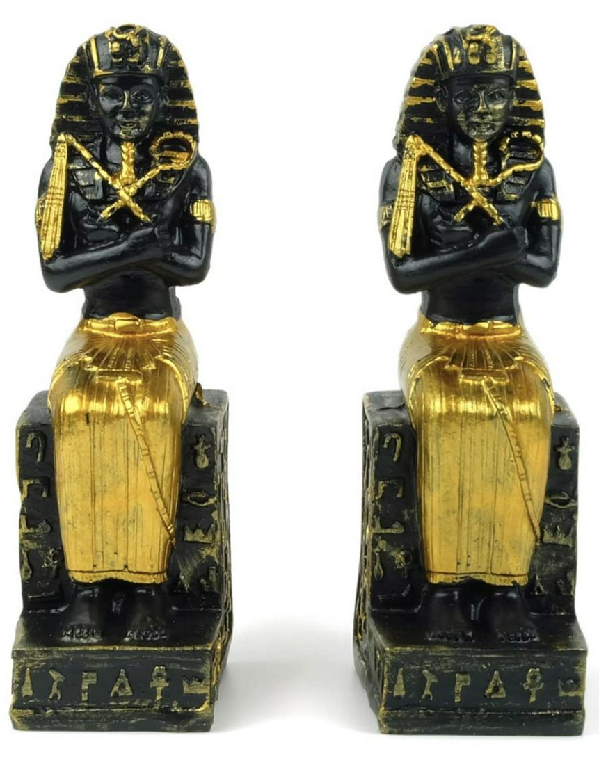 2 Throne Seated Ancient Egyptian Pharaoh Sculptures (1 of 2)