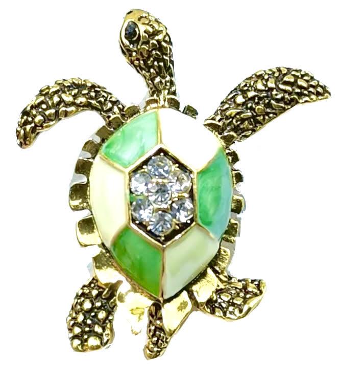 Gorgeous Enameled & Studded TURTLE Brooch (1 of 1)