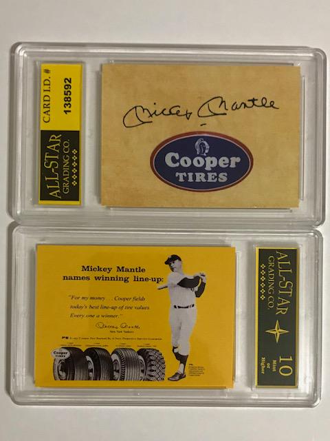 MICKEY MANTLE Cooper Tires Advertising Baseball Card: COOPER TIRES / Gem Mint 10 / Great Card