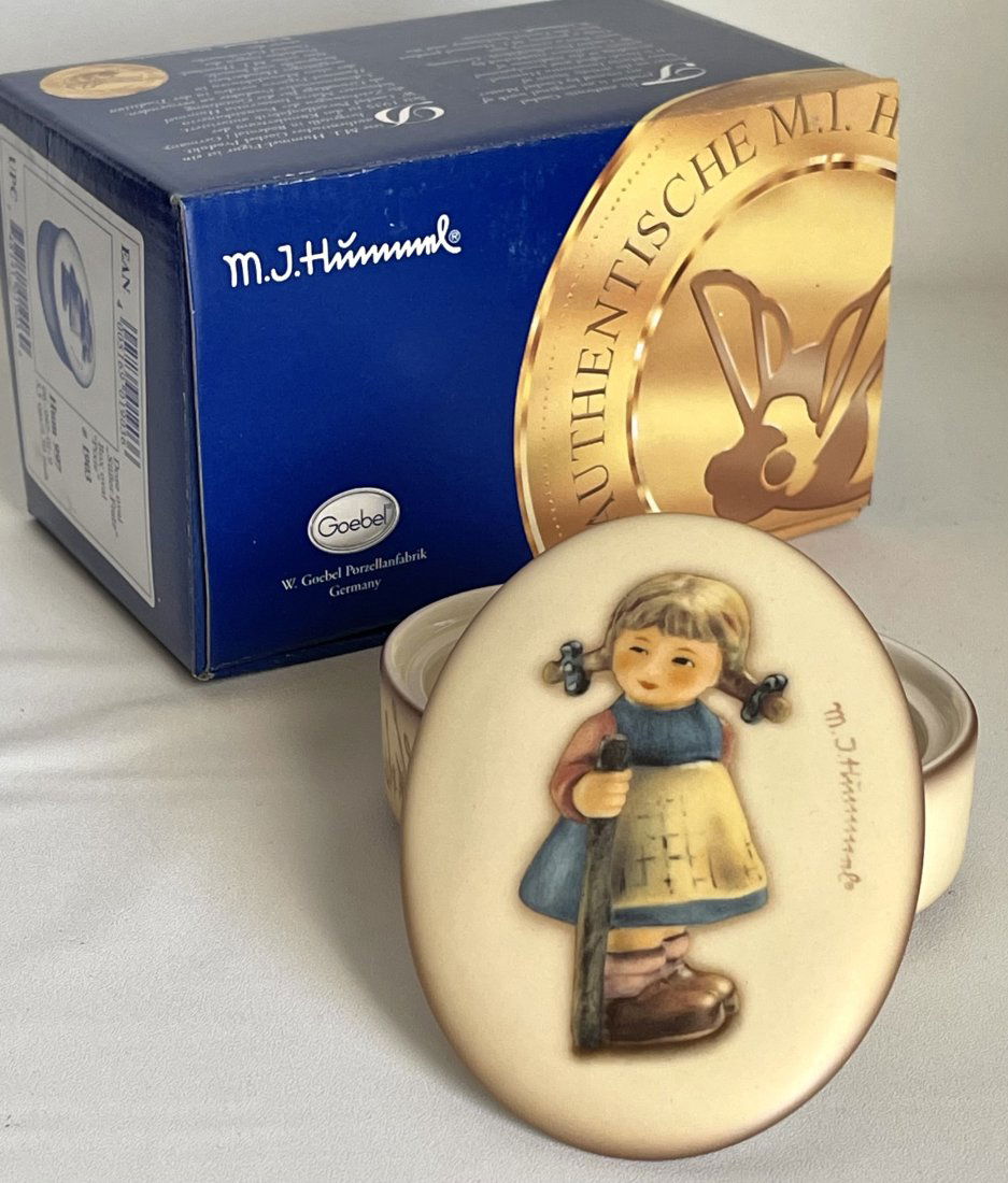 MJ Hummel Goebel Germany Porcelain Dresser Trinket Box: You are Bidding on a Retired Hummel Goebel Made in Germany Dresser Trinket Box that has never been out of its original box for use. It is in Mint Condition â€“ Multiple Photos Posted