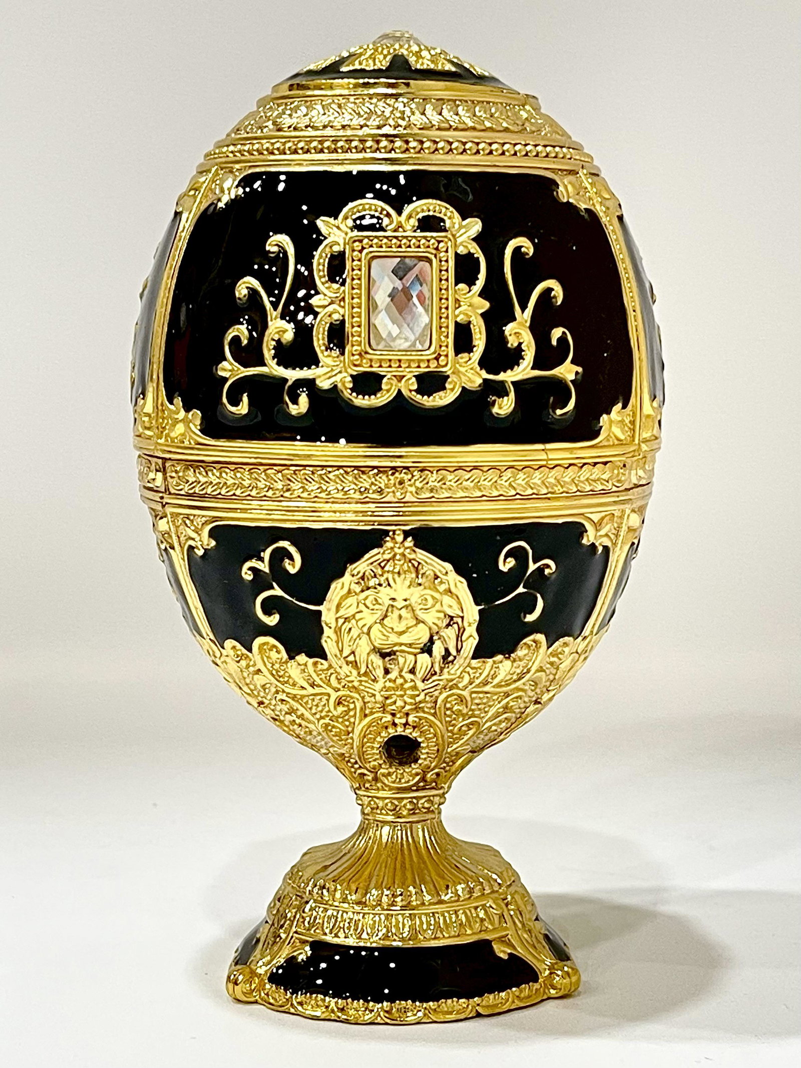 Stunning European Gemstone Inlaid Enameled Pop Up Egg: This is an Elegant Large European Enameled Egg that Pops Up and is Actually a Toothpick Dispenser / Gorgeous Piece in Like New that Measures Near 6 Inches Tall - Multiple Photos Posted