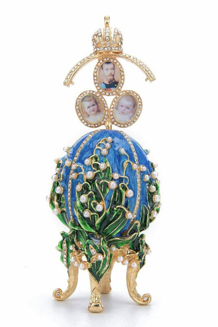 FABERGE Russia TSAR Pop up Picture Frame Enameled Egg (1 of 2)