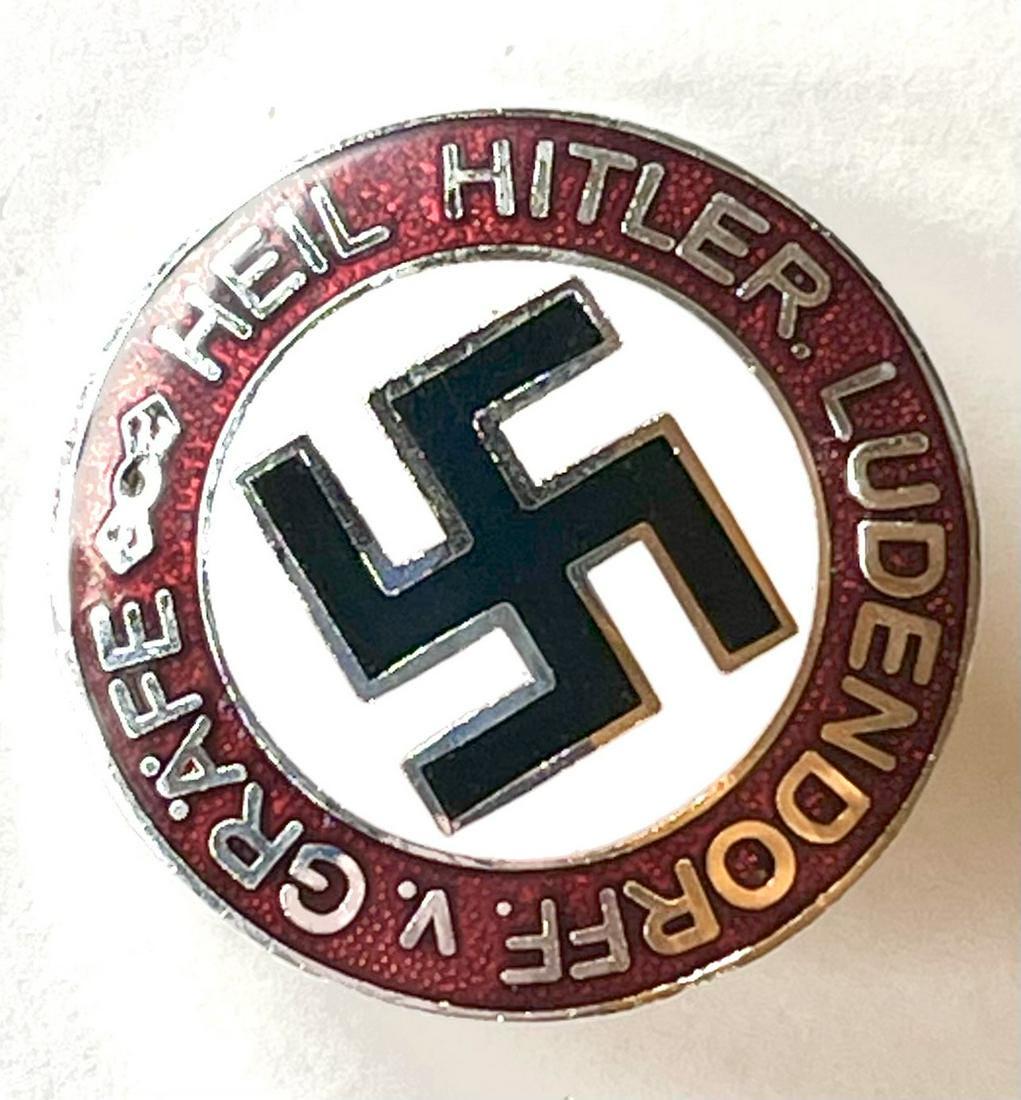 WW2 Nazi Germany Heil Hitler Ludendorf Uniform Pin: All WW2 Nazi, German or Russian Advertised Items are SOLD AS-IS. We Cannot be Certain whether or Not these are Surplus Items or Just Plain Reproductions so we are Selling them with Absolutely NO RESER