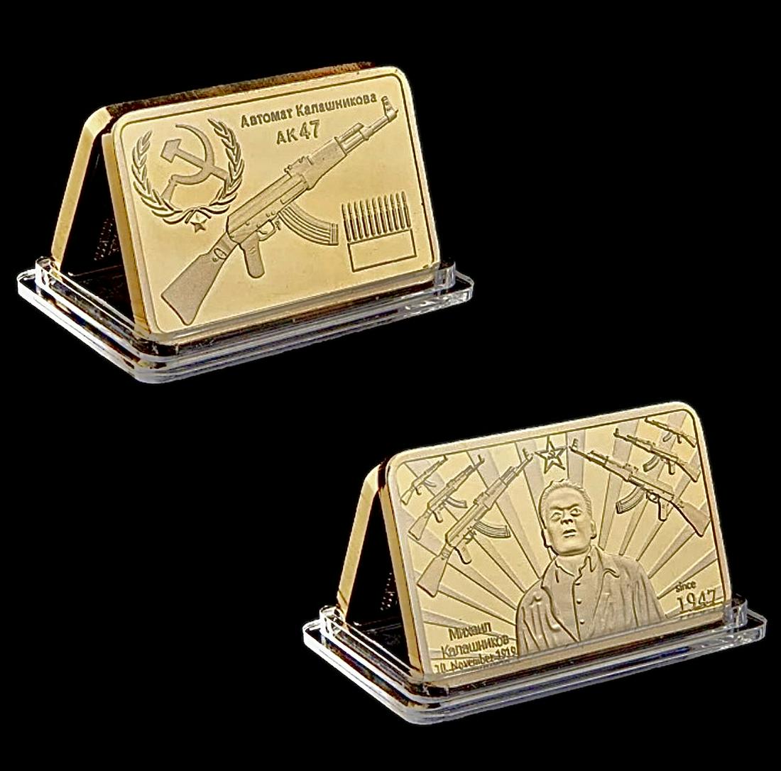 1oz Russia CCCP Mikhail Kalashnikov AK-47 Gold Clad Bar: Encapsulated â€“ This is a Novelty Gold Plated Bar containing No Precious Metals â€“ This should not be purchased as an investment â€“ It is simply a collectible novelty item