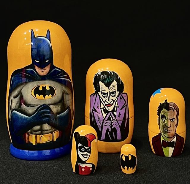 Rare D.C. Comics BATMAN Russian Made Nesting Dolls: Awesome Condition â€“ Multiple Photos â€“ Posted